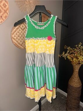 Jelly the Pug girls boutique dress cottagecore summer patchwork whimsical
